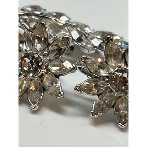1950 Trifari Clear Rhinestone Brooch & Earrings Set EXCELLENT Sparkly Scarce Wow